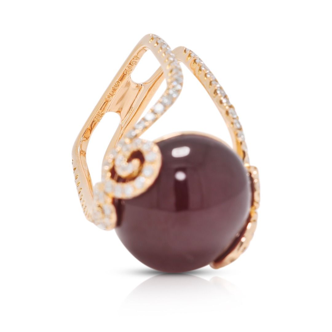 Statement-Ring mit 20.91ct Cabochon-Rubin und 0.85ct natürlichen Diamanten aus 18K Roségold (glasgefüllter Rubin)