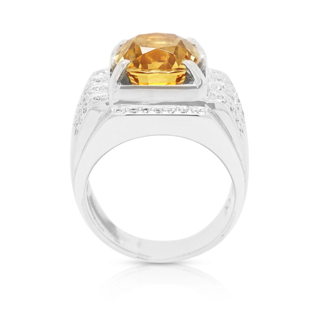 Statement 9.29ct Yellow Topaz & Diamond Ring in 8K White Gold - NGI Certified