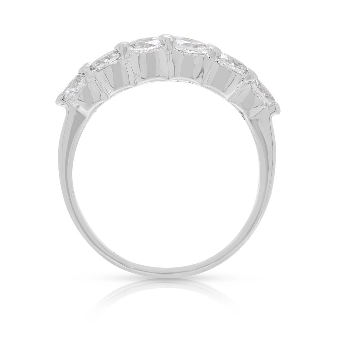 Striking 0.75ct Diamond Ring with Marquise & Tapered Cuts in 18K White Gold