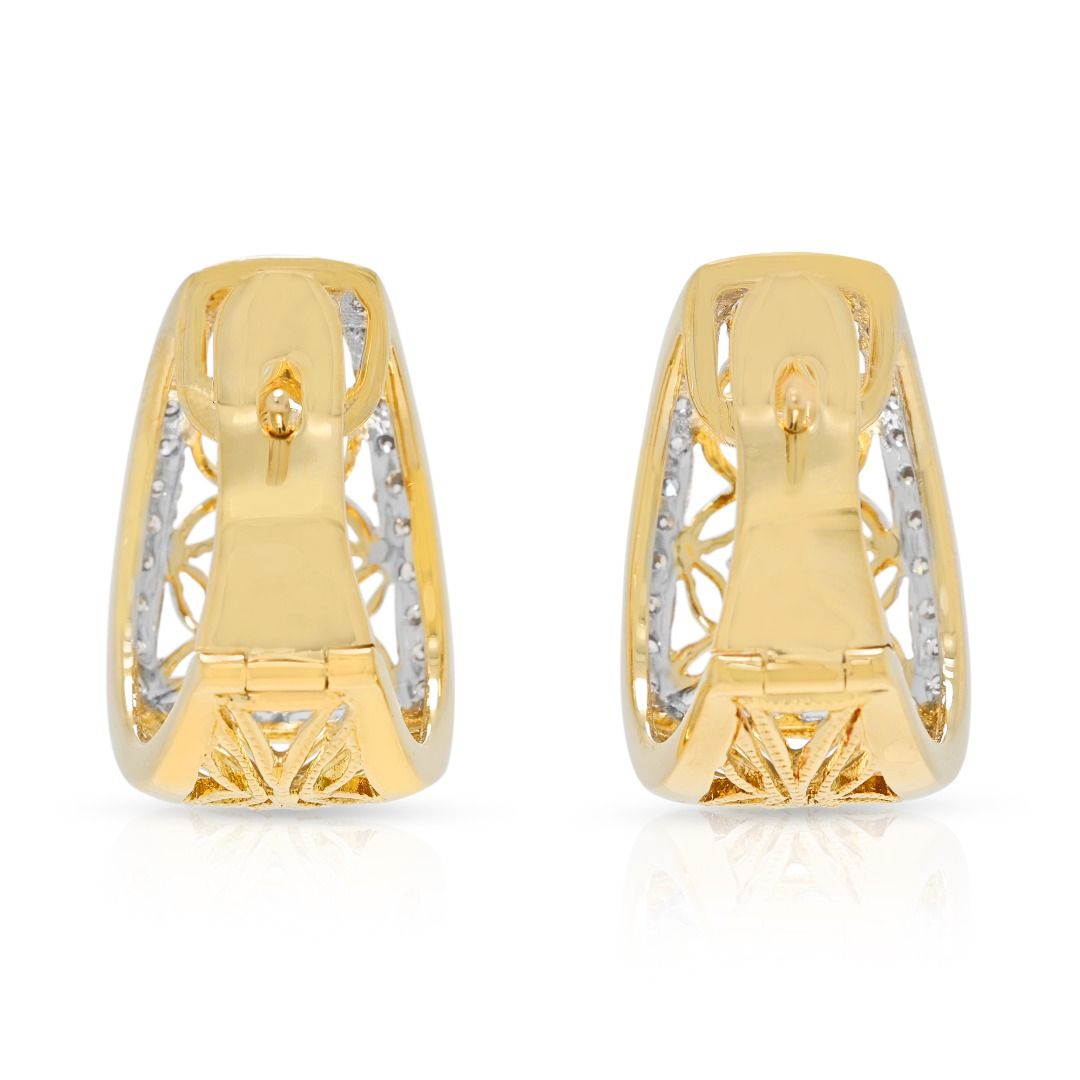 Auffällige 1.02ct natürliche Diamant Vintage Kreolen, 18K zweifarbiges Gold