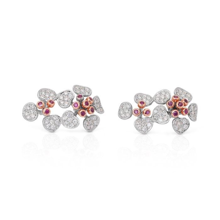 Striking 3.46ct Ruby & Diamond Earrings in 14K White Gold – IGI Certified