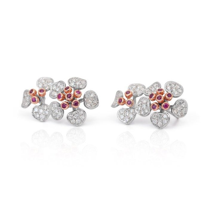 Striking 3.46ct Ruby & Diamond Earrings in 14K White Gold – IGI Certified