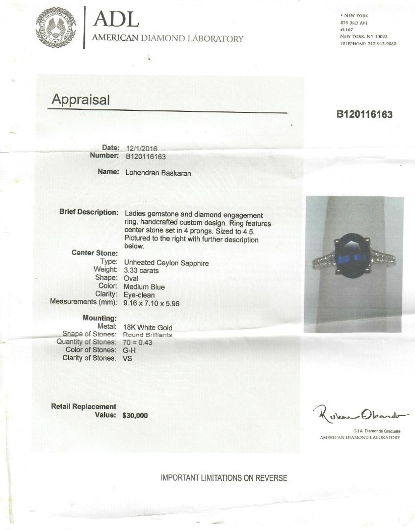 Striking 3.76ct Pave Sapphire & Natural Diamond Ring in 18K White Gold