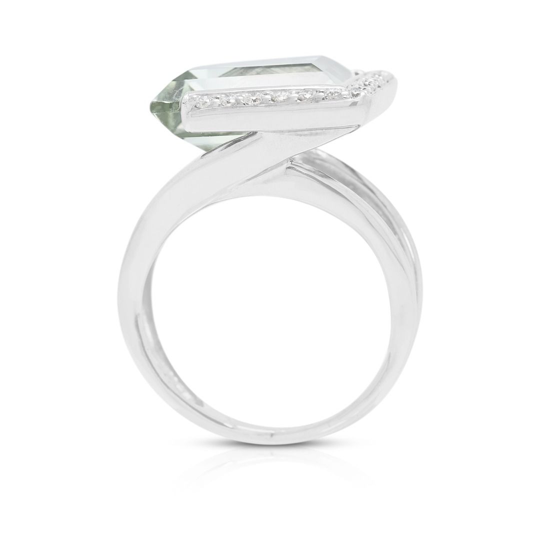Striking 5.39ct Quartz & Diamond Cocktail Ring in 18K White Gold
