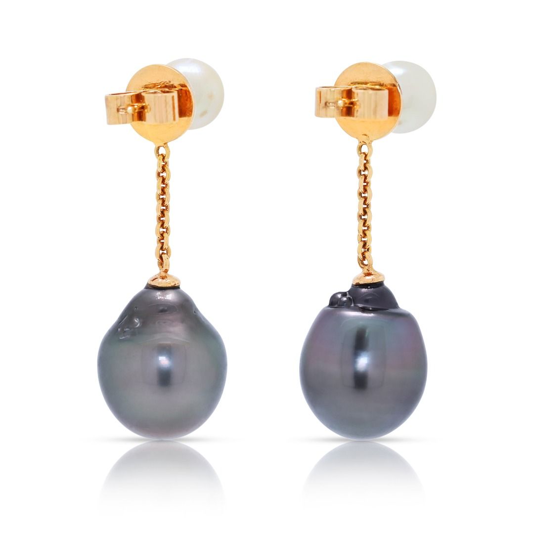 Striking Baroque South Sea Pearl Drop Earrings in 20K Rose Gold
