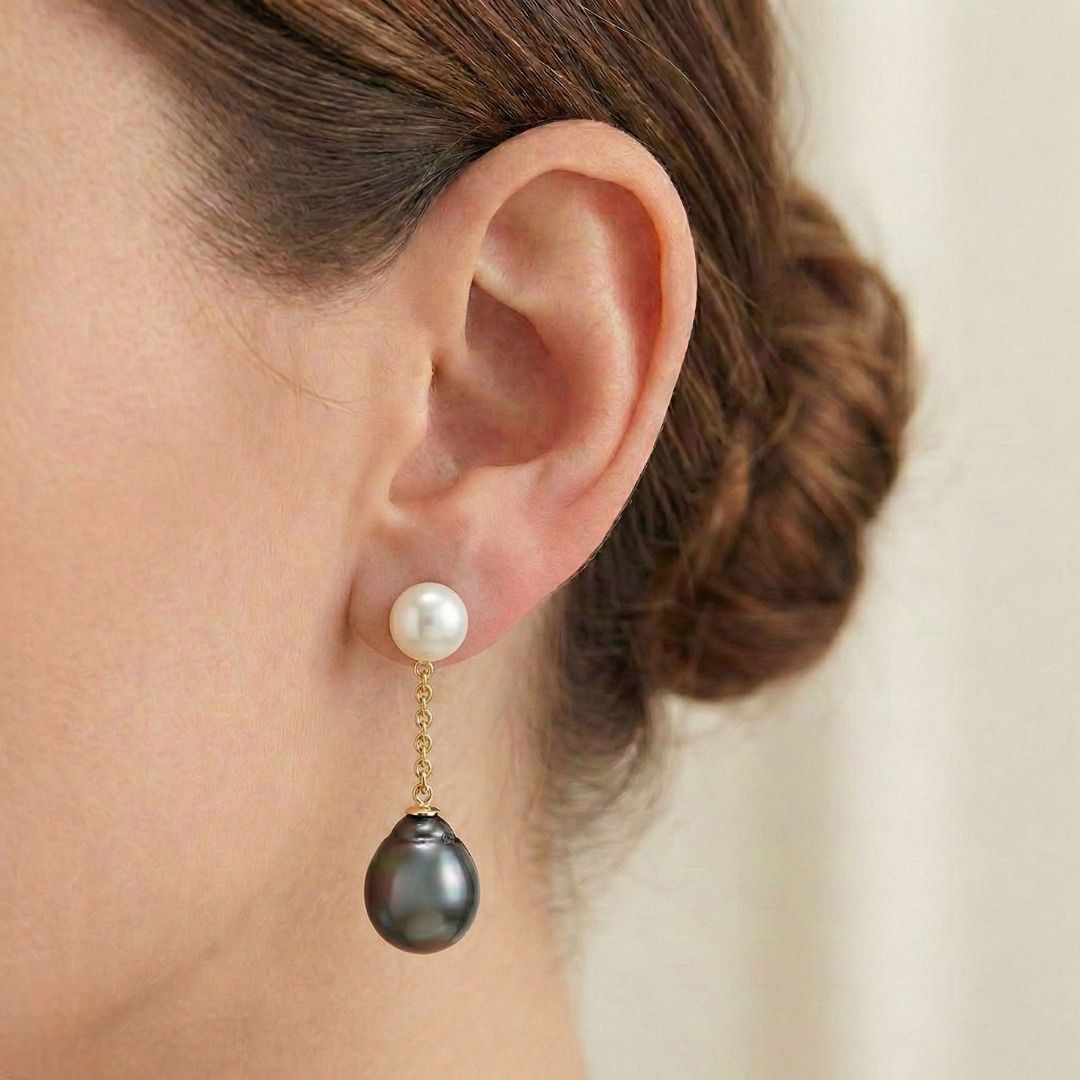 Striking Baroque South Sea Pearl Drop Earrings in 20K Rose Gold