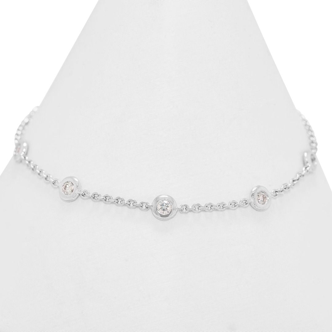 Stunning 0.21ct Natural Diamond Station Bracelet in 18K White Gold