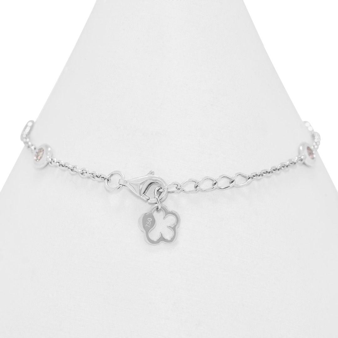 Stunning 0.21ct Natural Diamond Station Bracelet in 18K White Gold