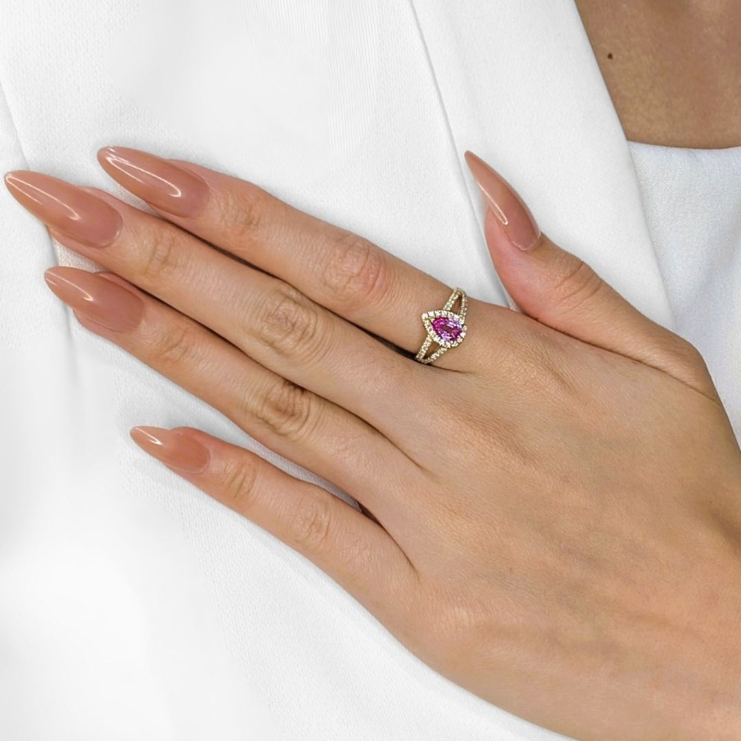 Stunning 0.38ct Pear-shaped Pave Diamond Ring