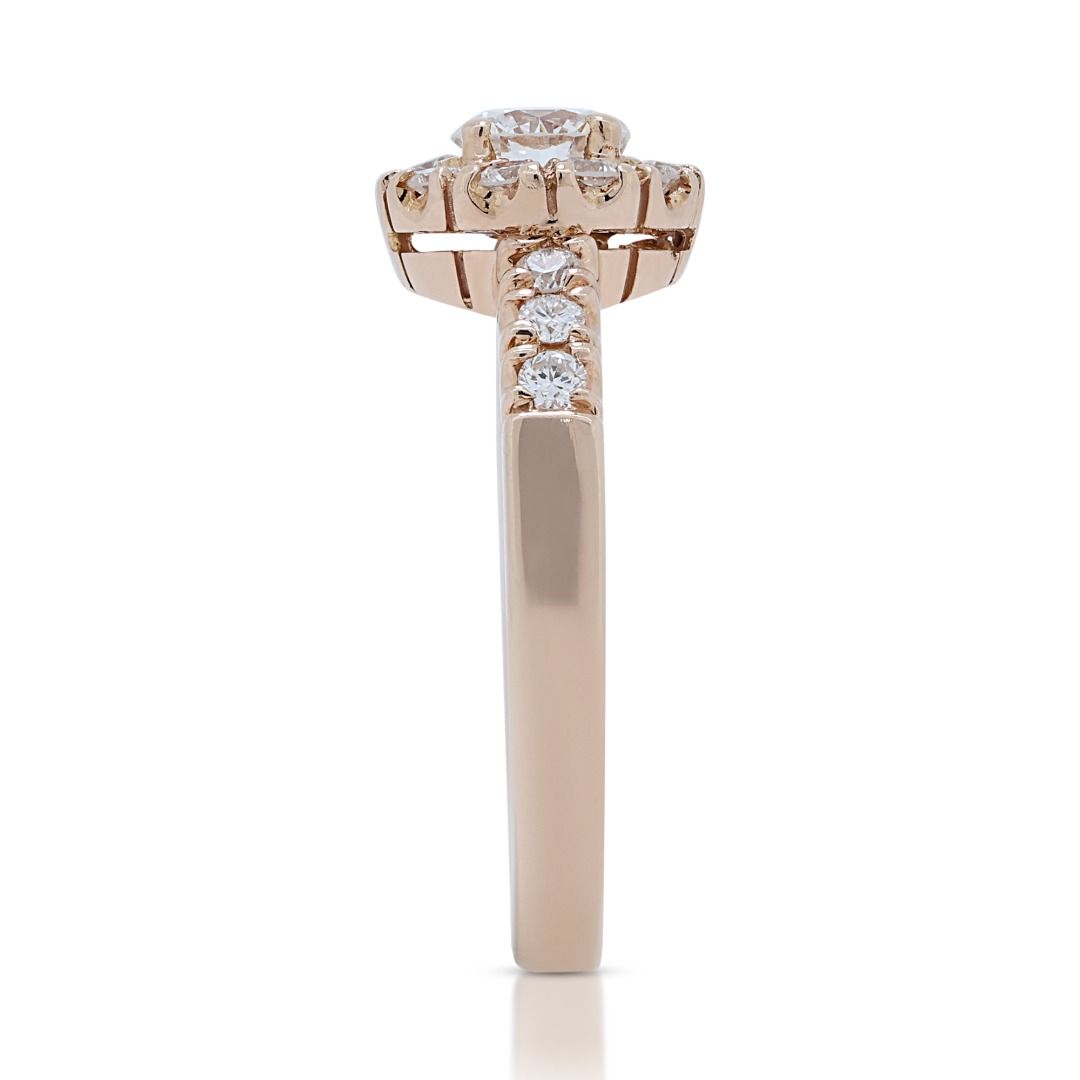 Stunning 0.49ct Diamond Halo Ring in 18K Rose Gold