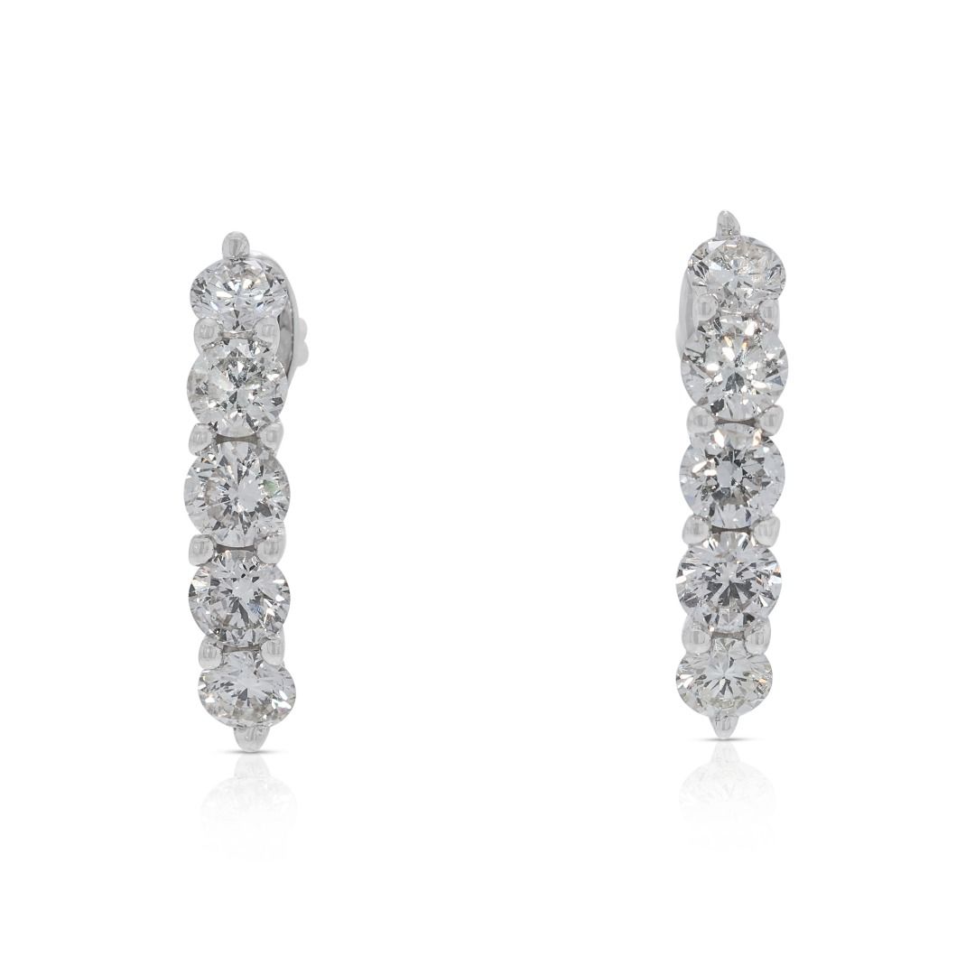 Stunning 0.93ct Natural Diamonds Earrings in 18K White Gold