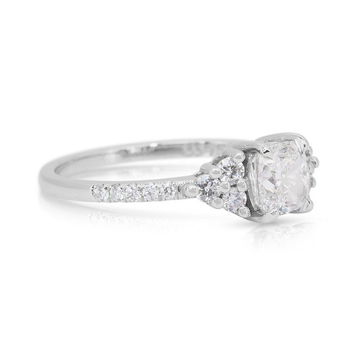 Stunning 1.19ct Diamonds Pave Ring in 18k White Gold - GIA Certified