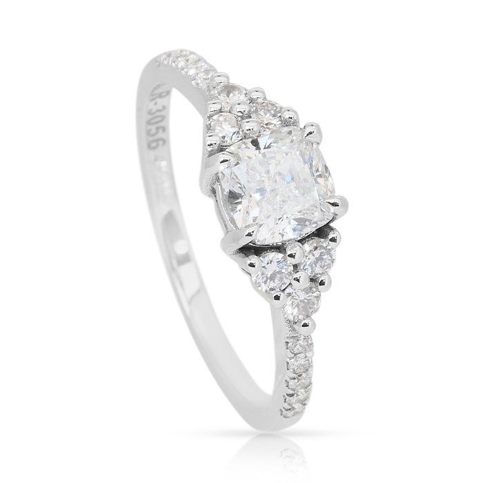 Stunning 1.19ct Diamonds Pave Ring in 18k White Gold - GIA Certified