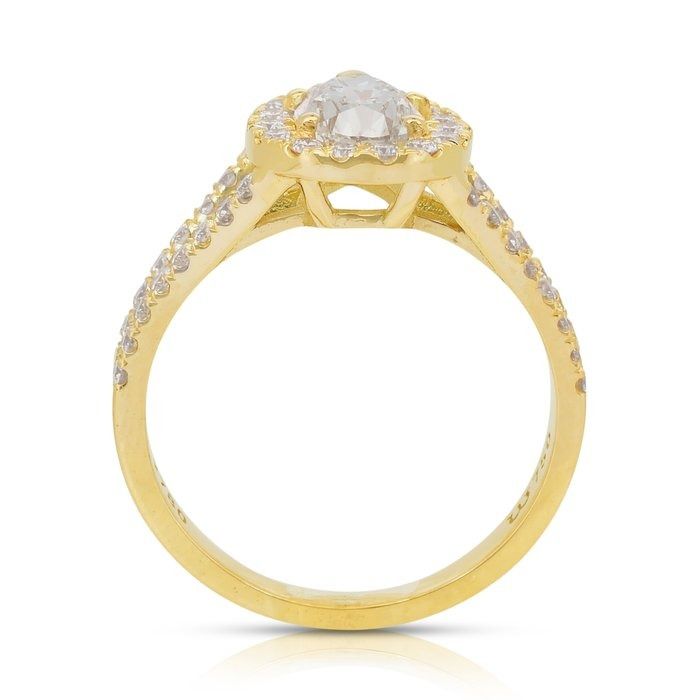 Stunning 1.69ct Diamonds Halo Ring in 18k Yellow Gold - IGI Certified