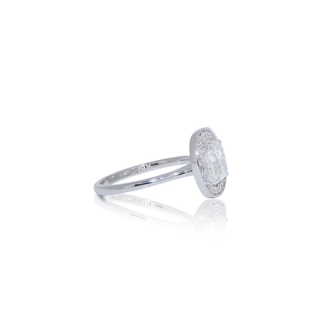 Stunning 1.70ct. Cushion Cut Halo Diamond Ring - IGI Certificate