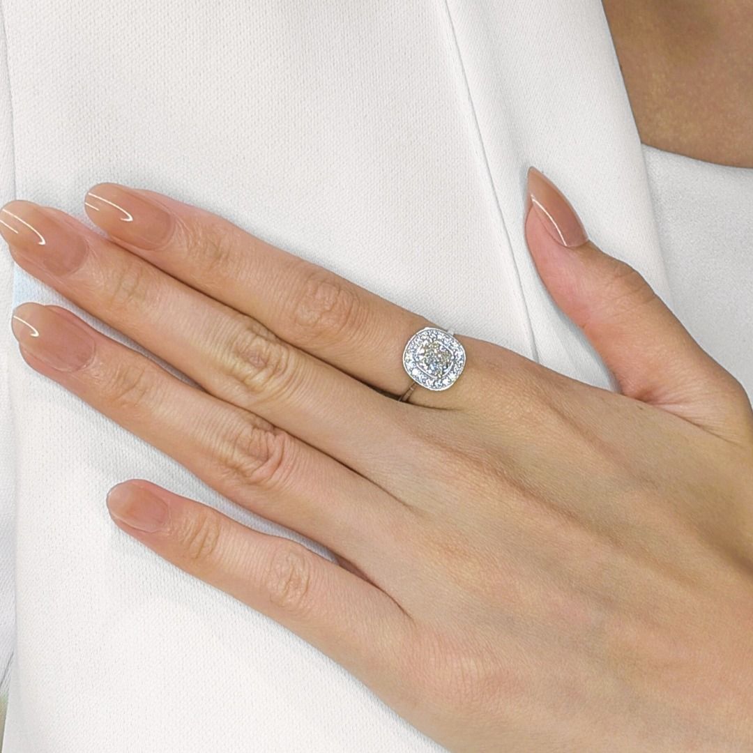 Stunning 1.70ct. Cushion Cut Halo Diamond Ring - IGI Certificate