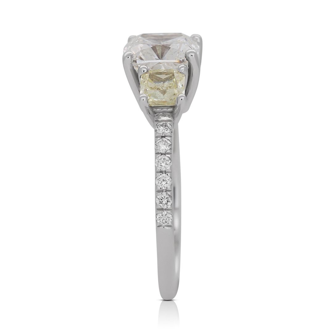 Stunning 1.81 ct. Cushion Cut Natural Diamonds Ring in 18K White Gold - AIG & GIA Certificate