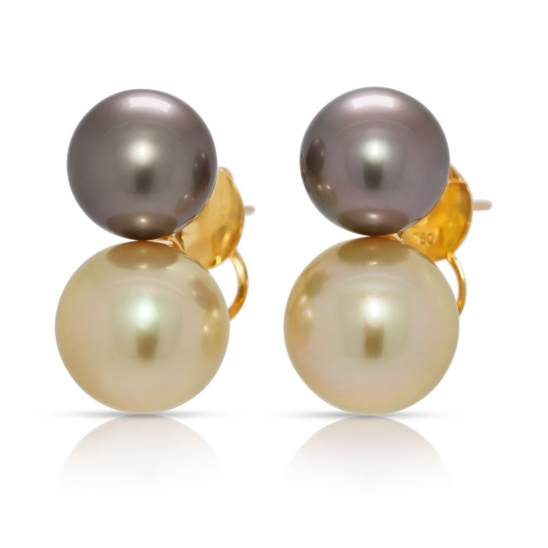 Stunning 18k Yellow Gold 15mm South Sea Pearl Statement Drop Earrings