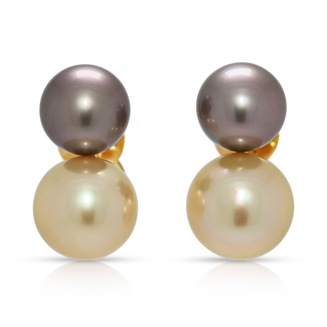 Stunning 18k Yellow Gold 15mm South Sea Pearl Statement Drop Earrings