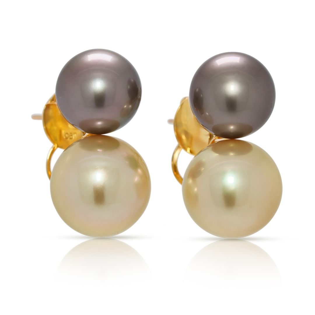 Stunning 18k Yellow Gold 15mm South Sea Pearl Statement Drop Earrings