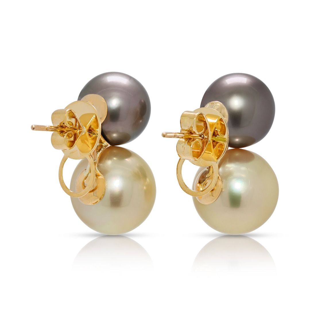 Stunning 18k Yellow Gold 15mm South Sea Pearl Statement Drop Earrings