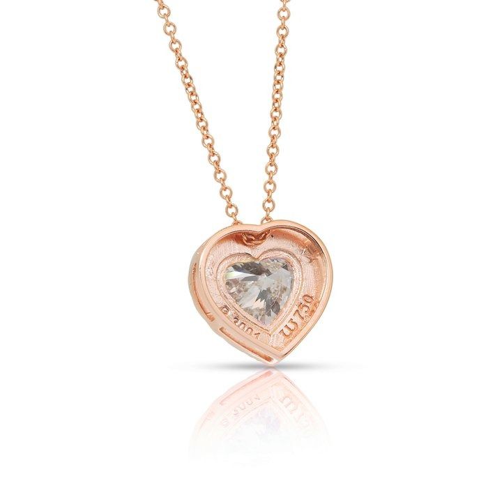Stunning 1.91ct Diamonds Necklace with Heart Halo Pendant in 18k Rose Gold - IGI Certified