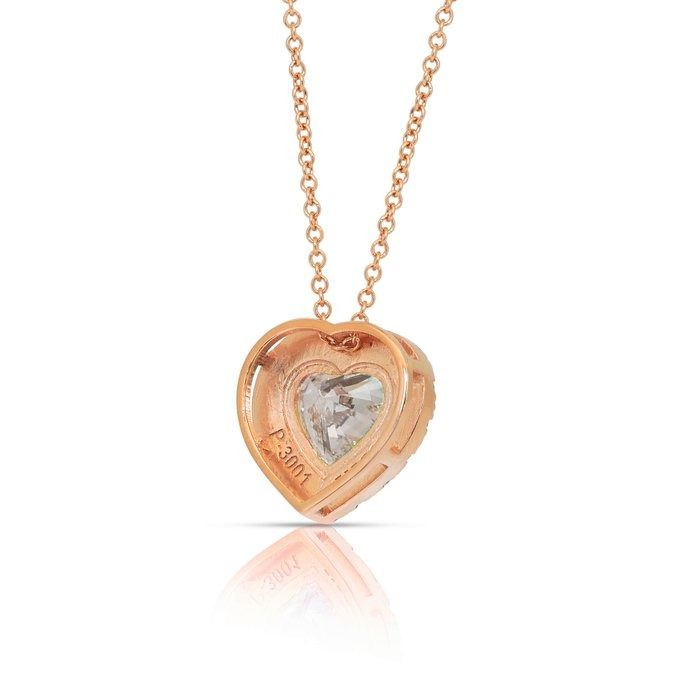 Stunning 1.91ct Diamonds Necklace with Heart Halo Pendant in 18k Rose Gold - IGI Certified