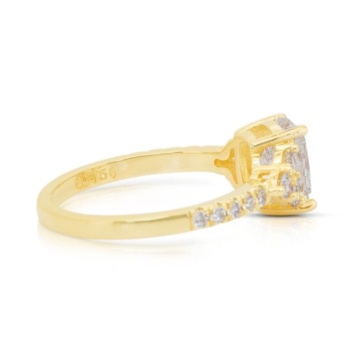 Stunning 2.06ct Diamonds Pave Ring in 18k Yellow Gold - IGI Certified