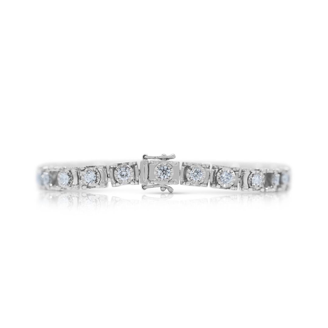 Stunning 2.26ct Diamond Panel Bracelet in 18K White Gold