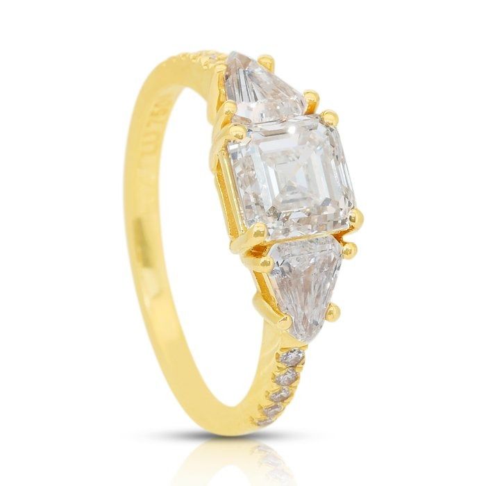 Stunning 2.33ct Diamonds 3-Stone Ring in 18k Yellow Gold - IGI Certified