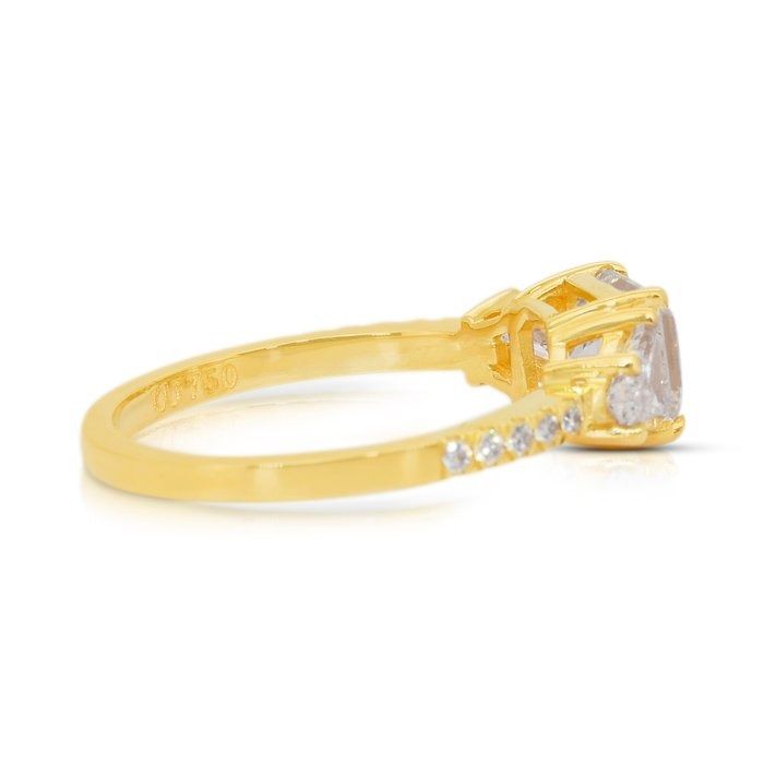 Stunning 2.33ct Diamonds 3-Stone Ring in 18k Yellow Gold - IGI Certified