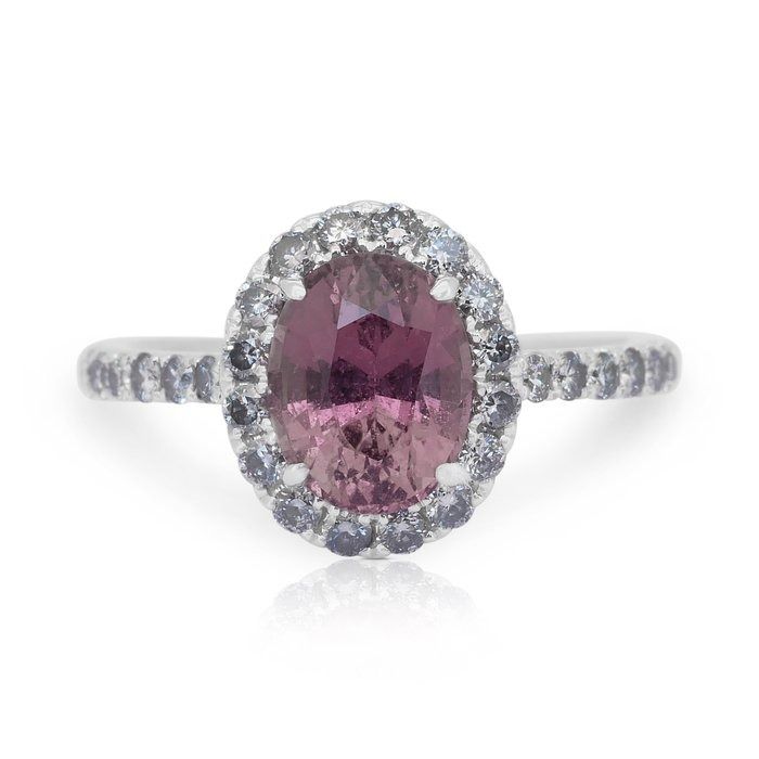 Stunning 2.36ct Diamonds and Padparadscha Sapphire Cluster Ring in 18k White Gold - GIA Certified