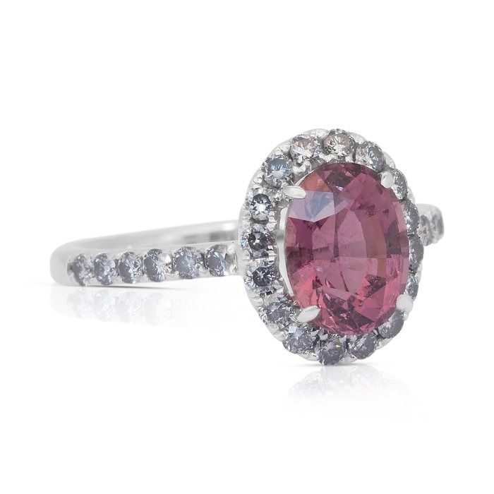 Stunning 2.36ct Diamonds and Padparadscha Sapphire Cluster Ring in 18k White Gold - GIA Certified
