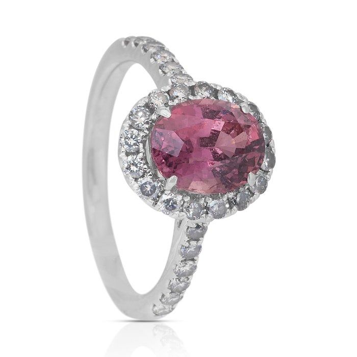 Stunning 2.36ct Diamonds and Padparadscha Sapphire Cluster Ring in 18k White Gold - GIA Certified