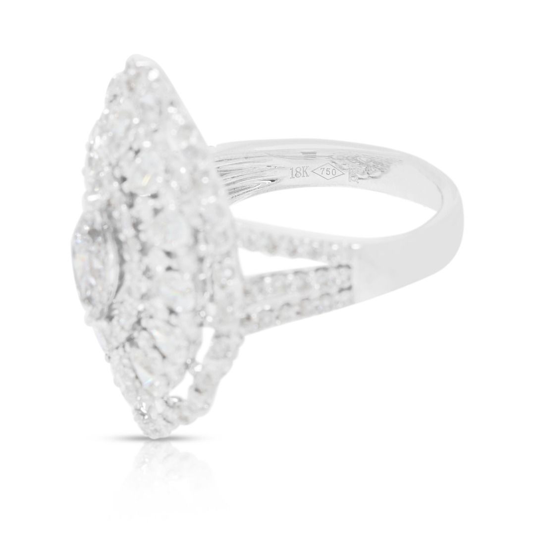 Atemberaubender 3,42 Karat Diamant-Statement-Ring aus 18K Weißgold - NGI zertifiziert