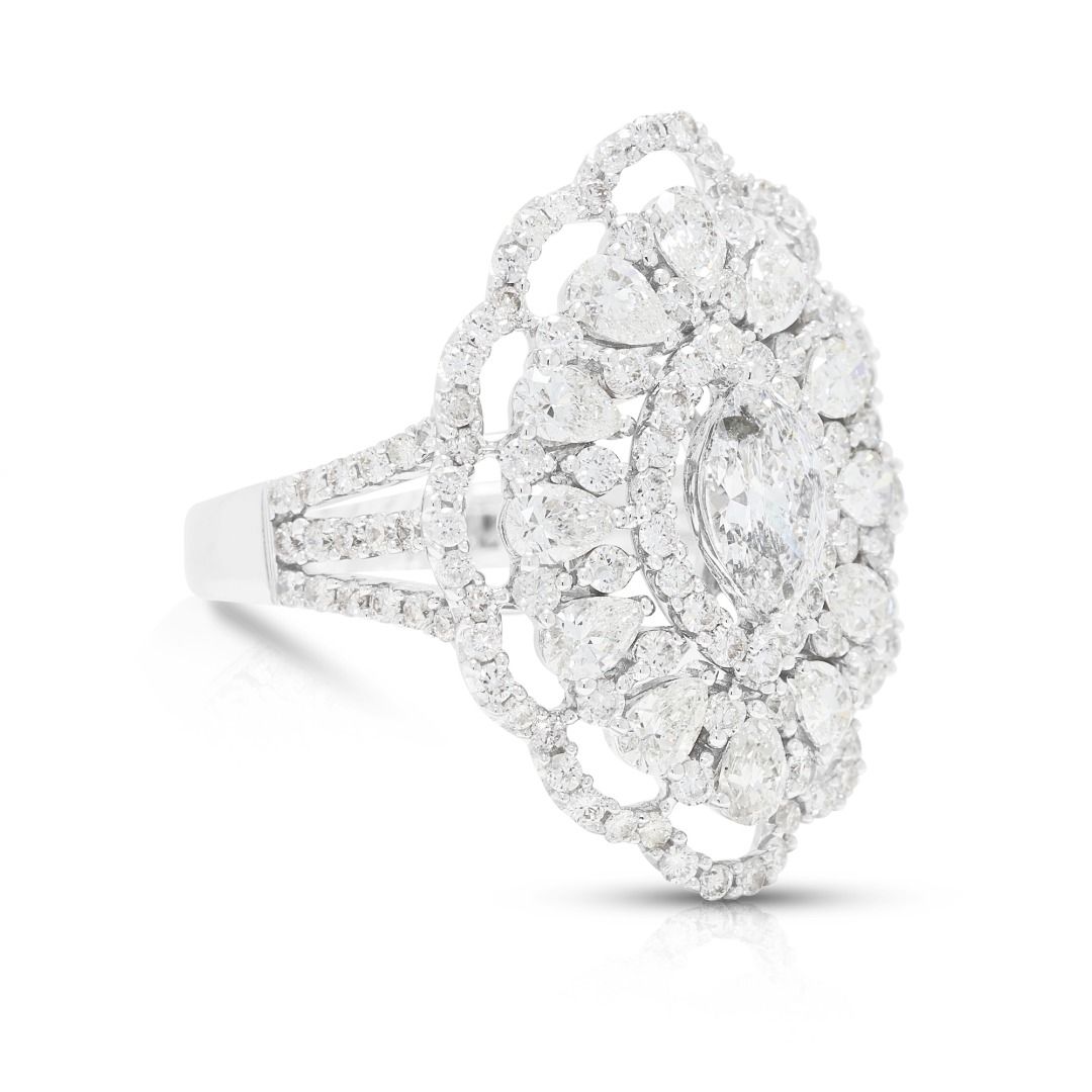 Atemberaubender 3,42 Karat Diamant-Statement-Ring aus 18K Weißgold - NGI zertifiziert