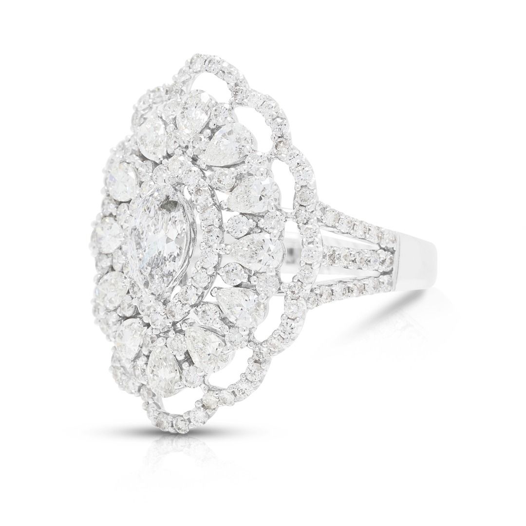 Atemberaubender 3,42 Karat Diamant-Statement-Ring aus 18K Weißgold - NGI zertifiziert