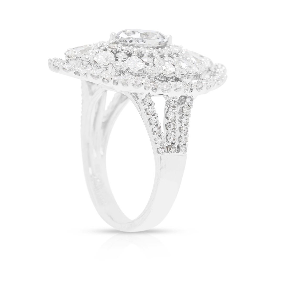 Atemberaubender 3,42 Karat Diamant-Statement-Ring aus 18K Weißgold - NGI zertifiziert