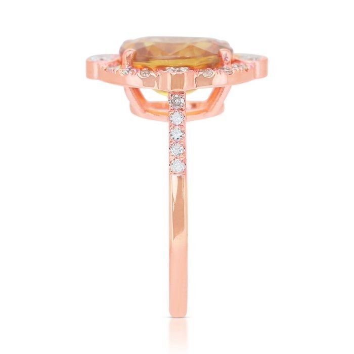 Stunning 4.06ct Sapphire and Diamonds Cluster Ring in 14k Rose Gold - IGI Certified