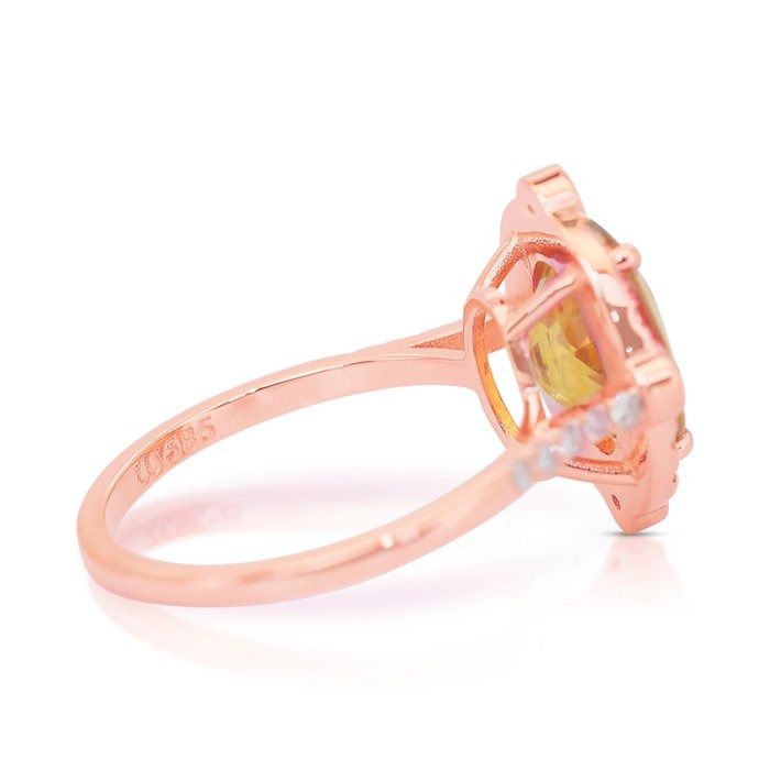 Stunning 4.06ct Sapphire and Diamonds Cluster Ring in 14k Rose Gold - IGI Certified