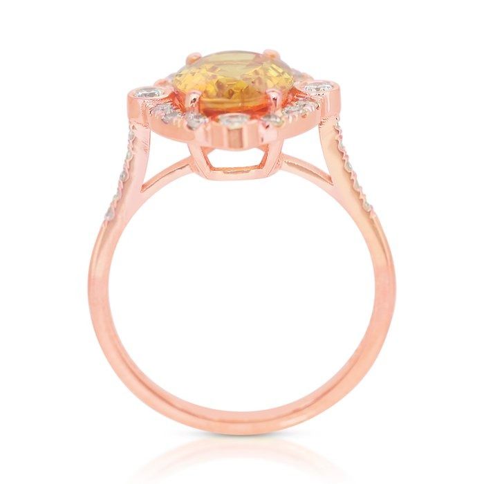 Stunning 4.06ct Sapphire and Diamonds Cluster Ring in 14k Rose Gold - IGI Certified