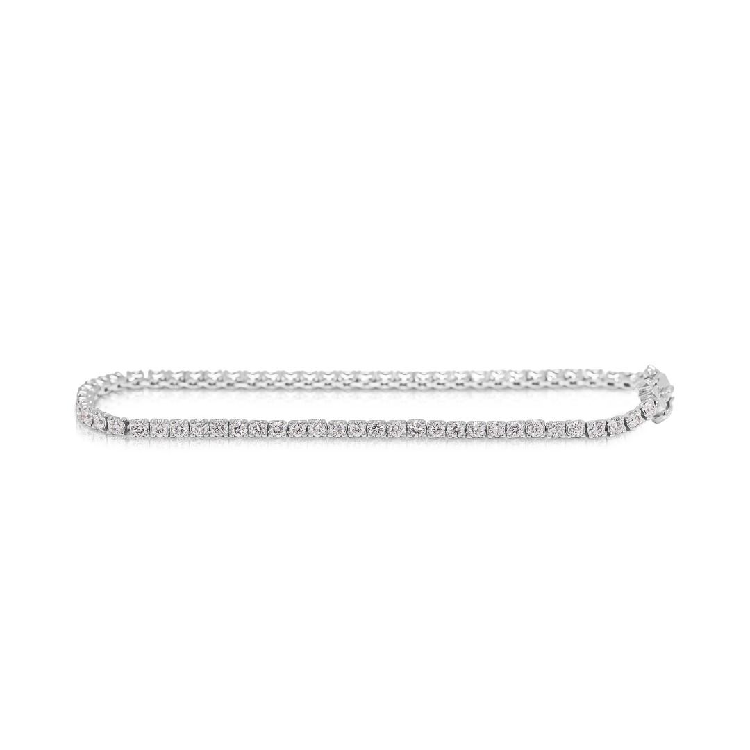 Stunning Lee Wha 1.62ct Natural Diamond Modern Infinity Link Bracelet in 18K White Gold