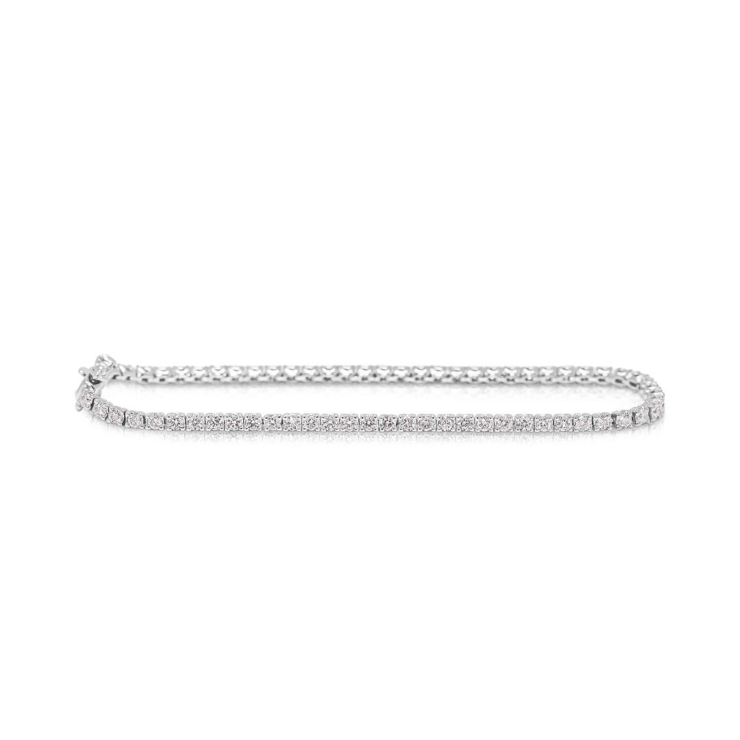 Stunning Lee Wha 1.62ct Natural Diamond Modern Infinity Link Bracelet in 18K White Gold