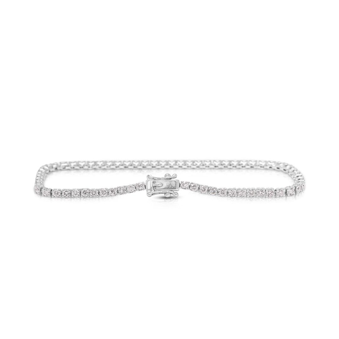 Stunning Lee Wha 1.62ct Natural Diamond Modern Infinity Link Bracelet in 18K White Gold