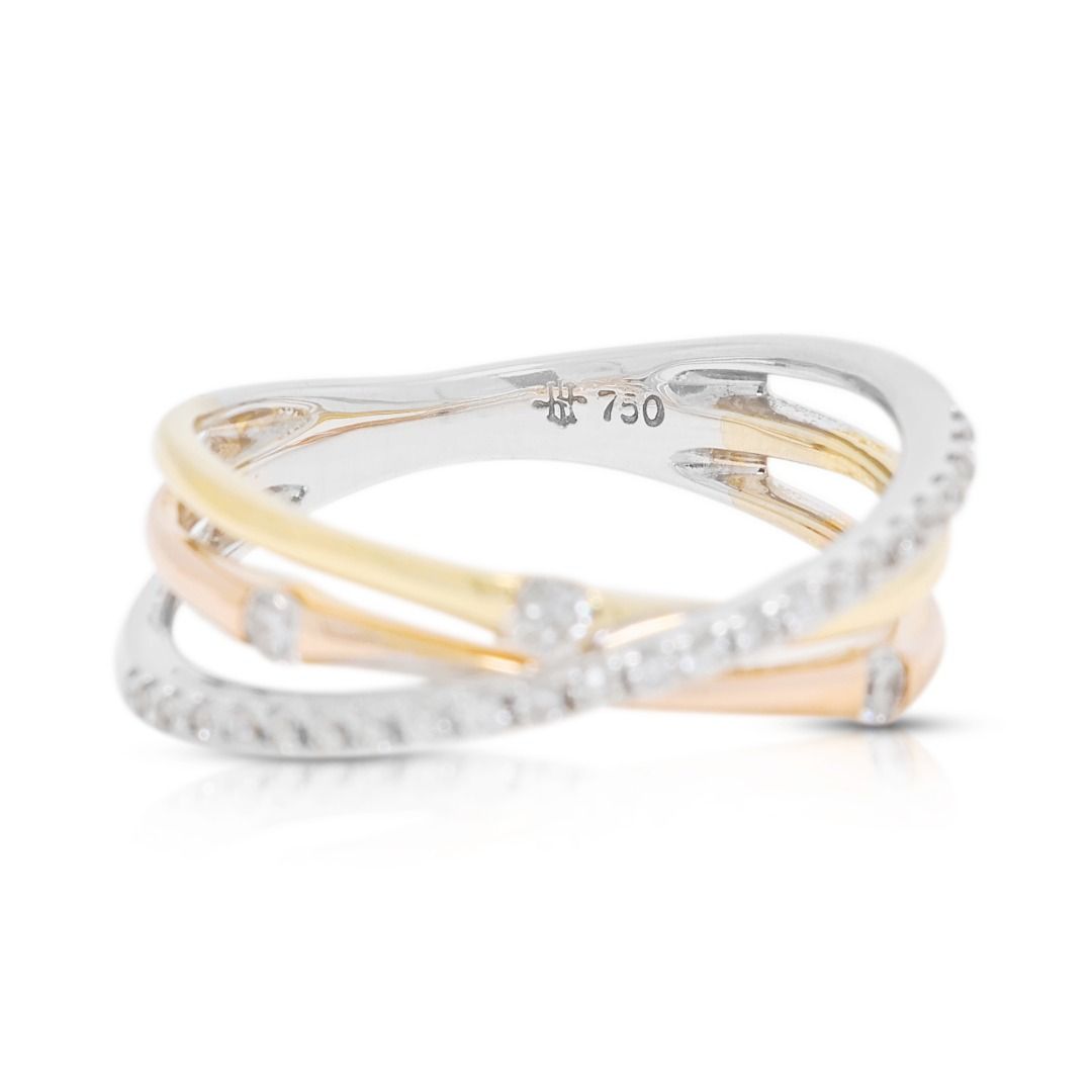 Stylish 0.16ct Diamond Ring in 18K Two-Toned Gold