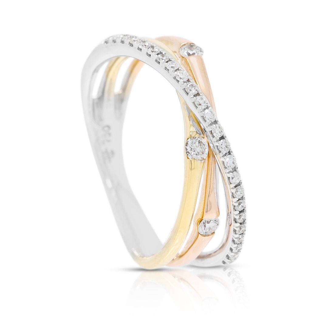 Stylish 0.16ct Diamond Ring in 18K Two-Toned Gold