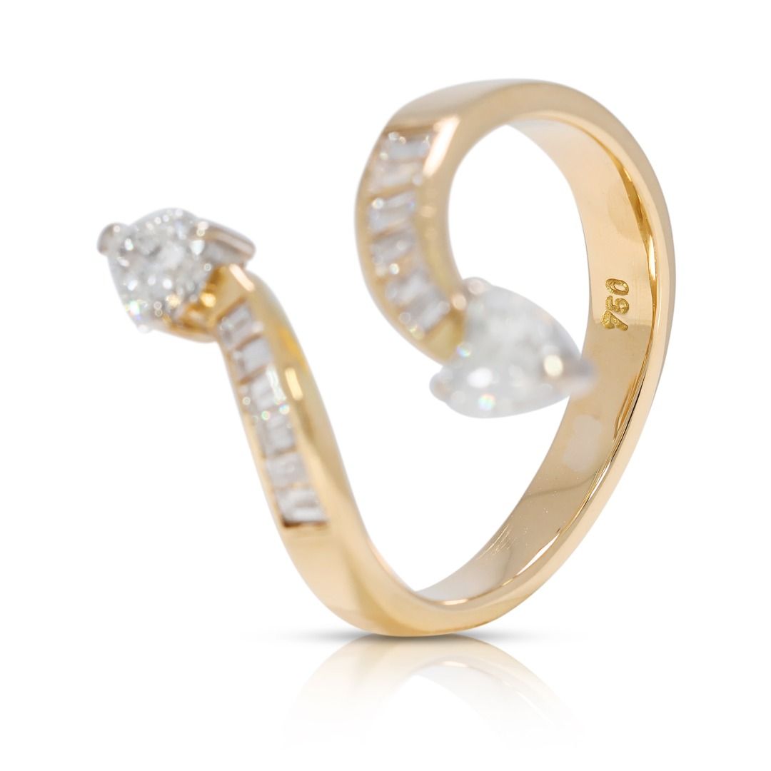 Stylish 0.9ct Natural Diamond Wrap Ring in 18K Yellow Gold