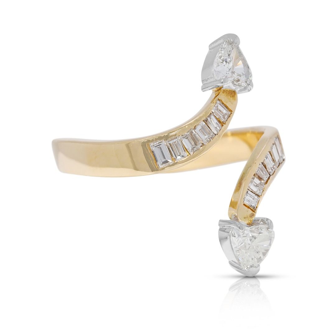 Stylish 0.9ct Natural Diamond Wrap Ring in 18K Yellow Gold