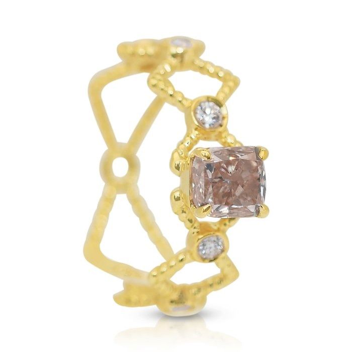 Geometrical 1.01ct Diamonds 5-Stone Ring in 18k Yellow Gold - IGI Certificate
