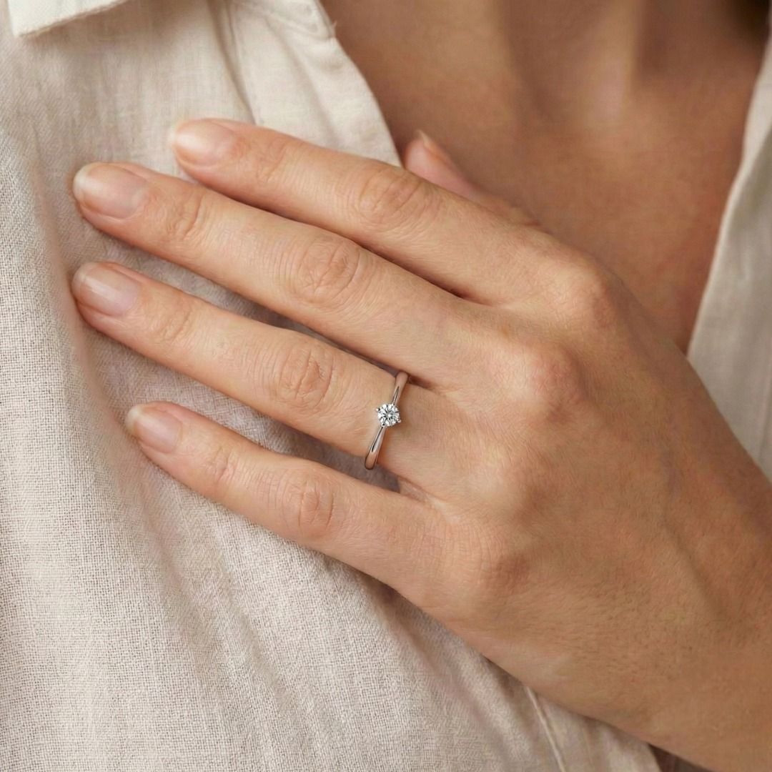 Sublime 0.50ct Natural Diamond Solitaire Ring in 18K White Gold by Charlotte Jewellery (New-Unworn)